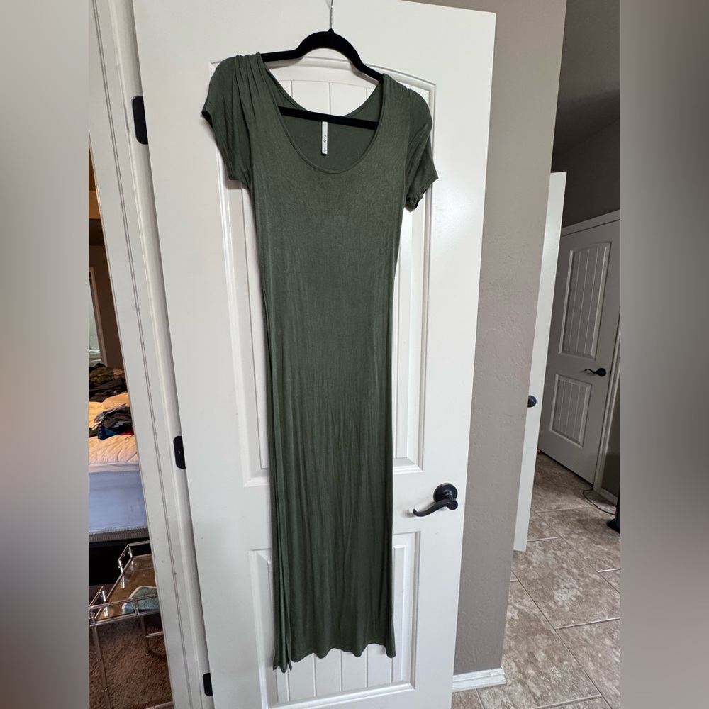 Army Green short sleeve maxi dress